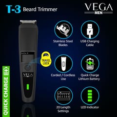VEGA T3 Beard Trimmer For Men With Quick Charge