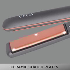 VEGA Glam Shine Hair Straightener with Adjustable temperature & Wide Ceramic Coated Floating Plates  (VHSH-24), Grey