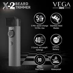 VEGA X2 Beard Trimmer For Men With Quick Charge, Black