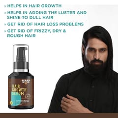 Beardhood Beard and Hair Growth Serum -Biotin, Collagen Peptide, Ginseng & Saw Palmetto, 50ml
