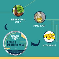 Beardhood All Natural Mustache And Beard Wax For Strong Hold, 30 gms