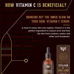 Beardhood Vitamin C Serum for Face with Vitmain C 20%, Hyaluronic Acid and Green Tea Extract, 30 ml