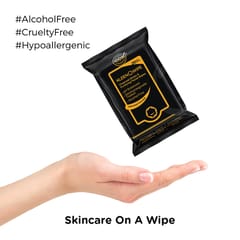 KleenOWipe Activated Charcoal Detox & Ultra Purifying Face Care Wipes For Women - 20 Pc Alcohol Free pH Balanced Soft Wipes