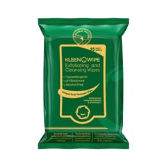 KleenOWipe Hypoallergenic Exfoliating & Deep Cleansing Face Care Wipes For Men & Women - 15 Pc Alcohol Free pH Balanced Soft Wipes